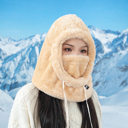 Windproof Warm Winter Sleeve Cap Female Riding Fleece-lined Bandana